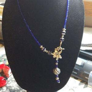 Brilliant blue crystal and Tibetan silver necklace